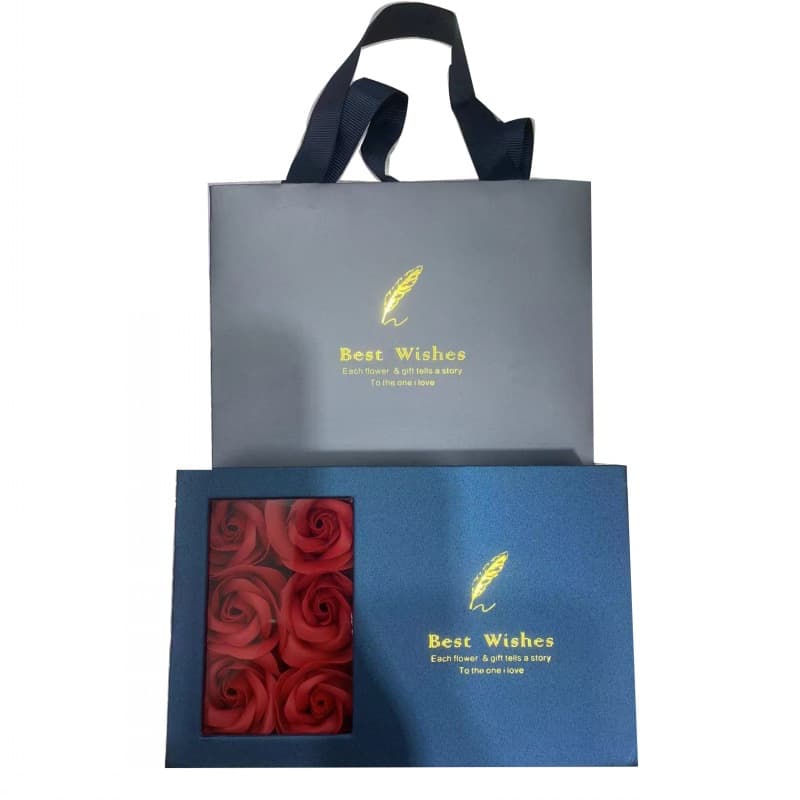 Stunning Silver Jewelry Rose Gift Box Soap Flower Paper Box Jewelry Packaging Bag Gift Decoration Premium Gift Box