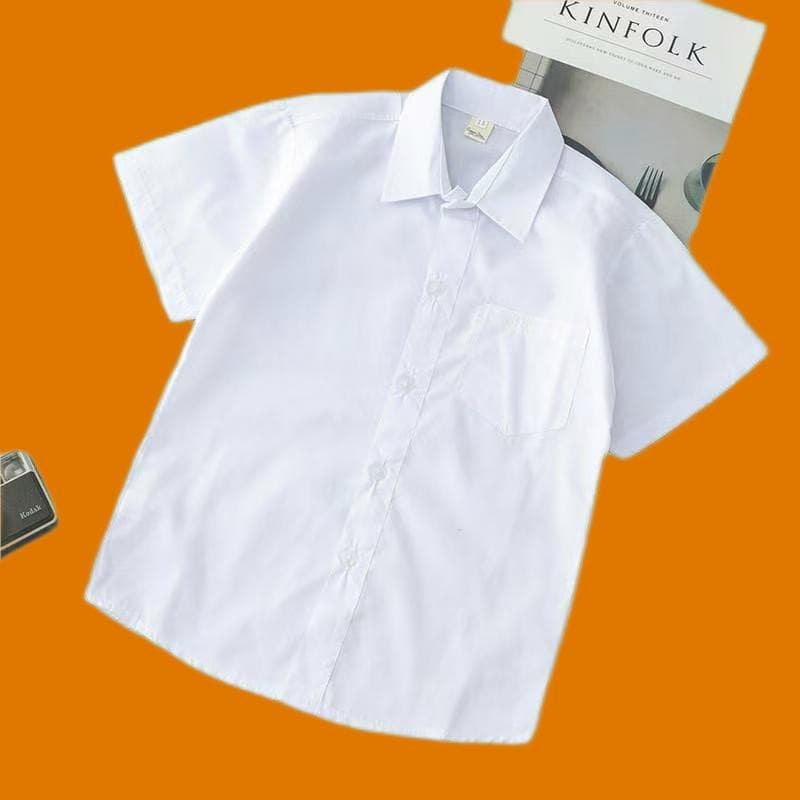 Boys' and Girls' Short-Sleeve White Shirt, Student Uniform, Performance Costume