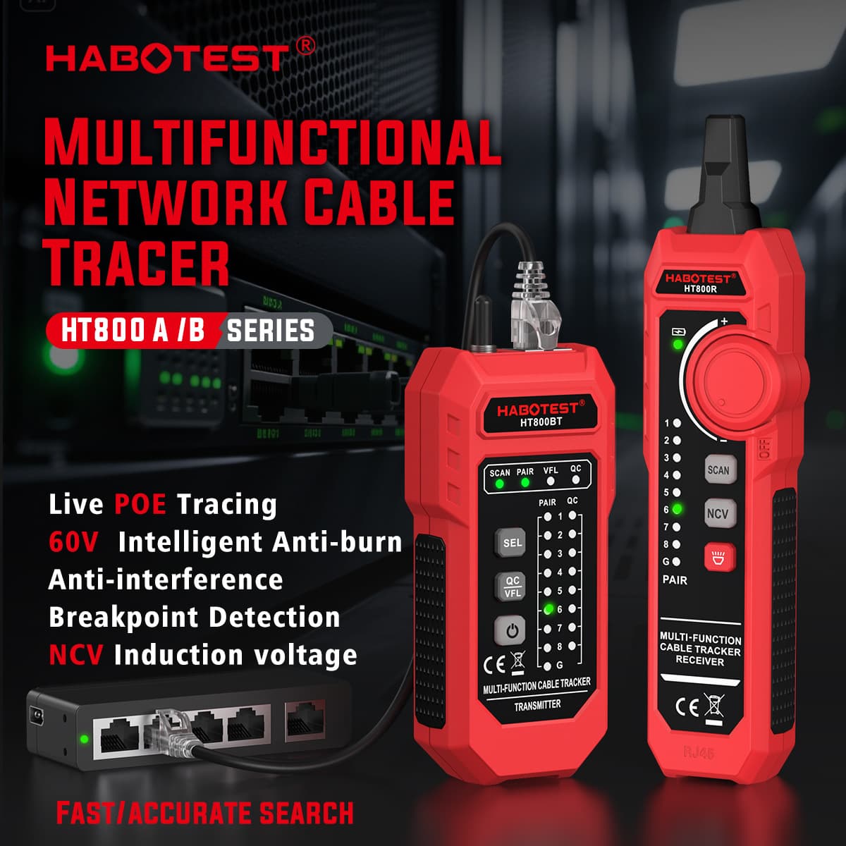 HABOTEST factory store HT800A/B network cable and wire tester multi-function line finder anti-interference