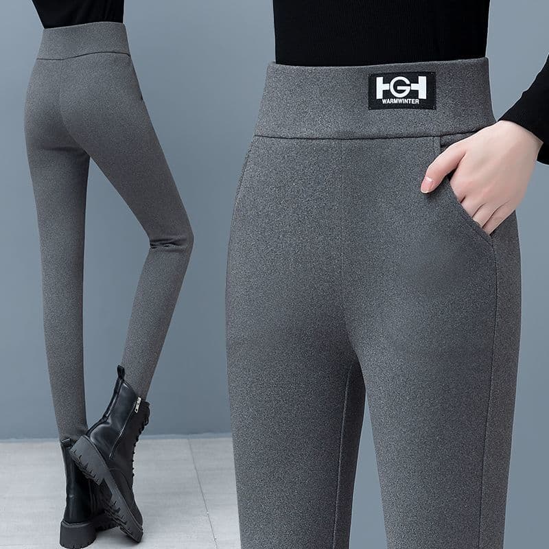 Lamb fleece warm leggings for women in winter, plus velvet and thickening that can be worn outside, women's stretchy leggings