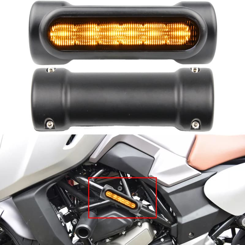Harley Motorcycle Retro Modified LED Aluminum Alloy Bumper Light Yellow Turn Signal Light White Daytime Running Light