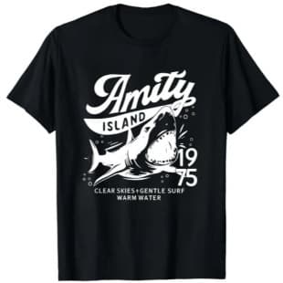 Jaws Amity Island 1975 Unisex Tee, Movie Inspired Gift,