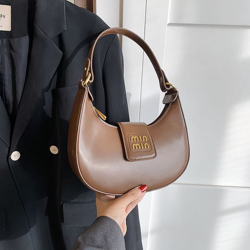 Bags Women's Moon Bag Underarm Bag Fashion Commuting Letter Shoulder Messenger Bag Premium