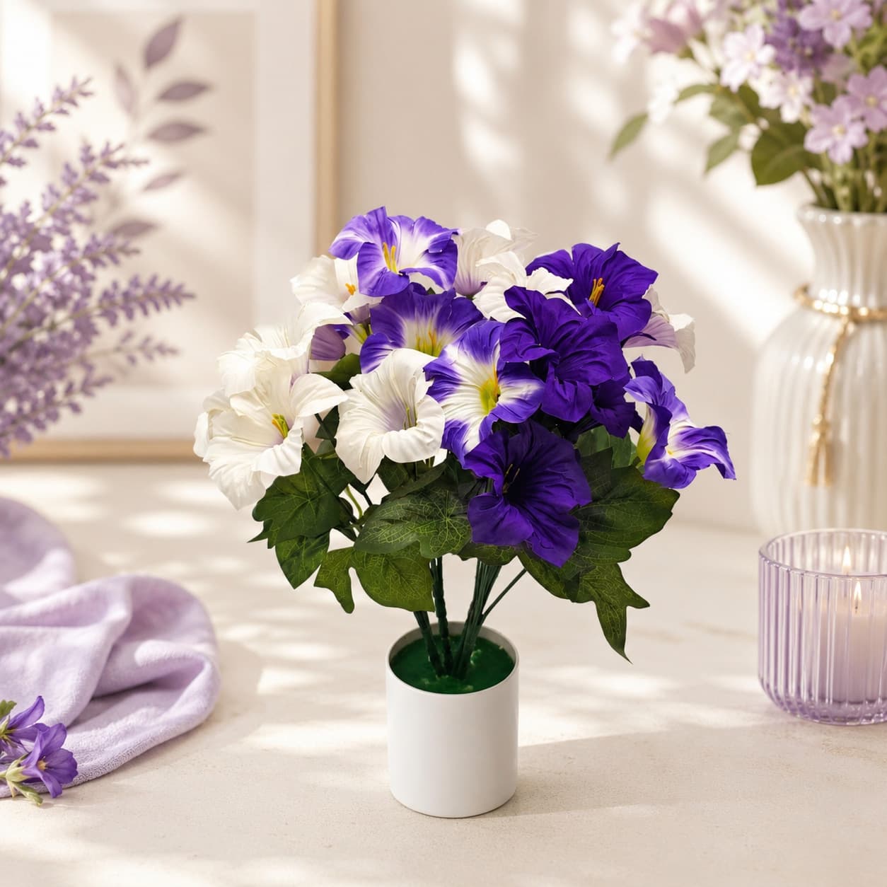 Amazon cross-border artificial morning glories, faux flowers, home furnishings, outdoor courtyards, gardens, flower arrangement decorations