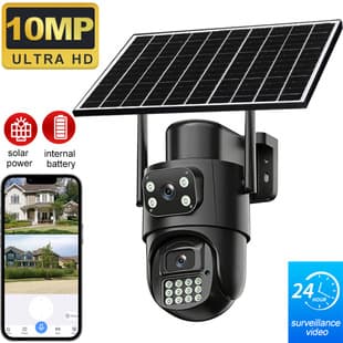 10MP Solar Security Camera Dual Lens AOV Home 4G Outdoor Wireless WiFi HD Network Monitor