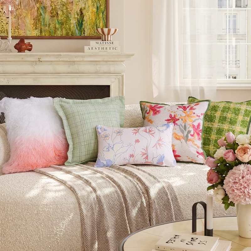 Spring small fresh plant flower pillow sofa cushion living room decorative cushion bedside bay window versatile pillow case