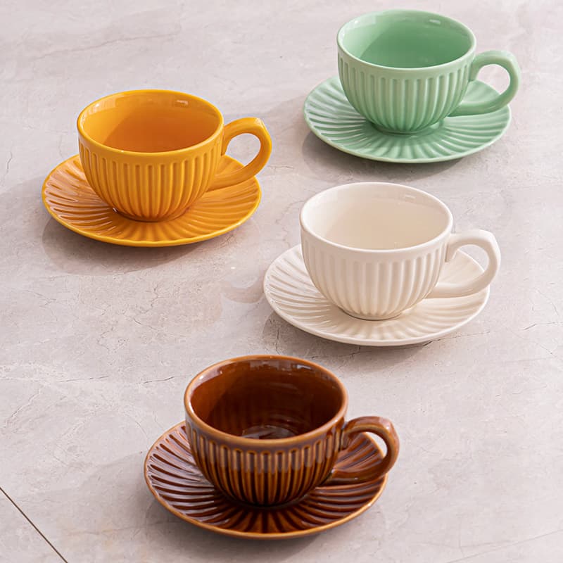 In Stock Ceramic Coffee Cup European Vintage Exquisite Ceramic Cup Light Luxury Elegant 3D Milk Flower Tea Juice Cup