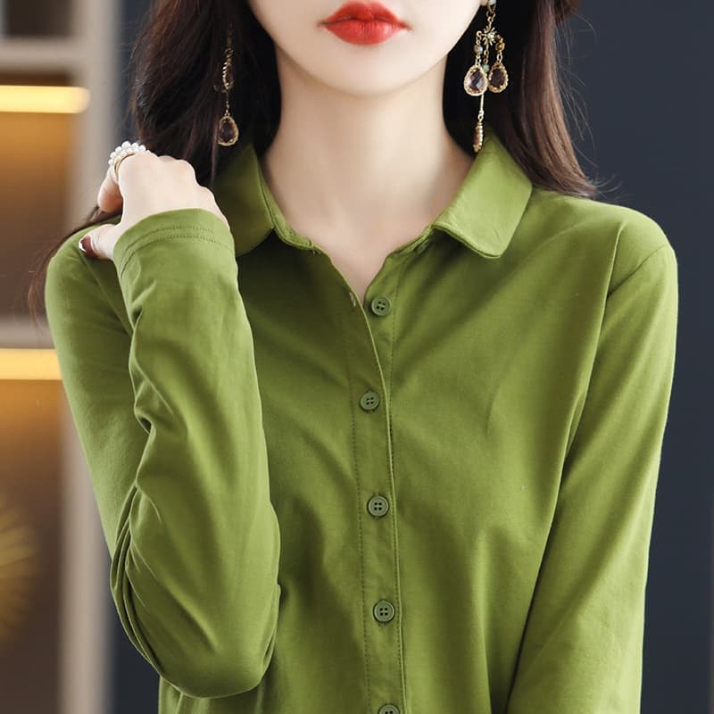 Pure cotton long-sleeve shirt 2025 spring and autumn new style stylish loose shirt fashion women's clothing elegant Korean style top