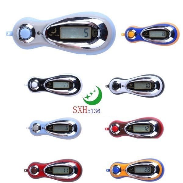 1012# MP3-style electronic counter SXH5136 with neck lanyard, uses 7# battery, max count 99999
