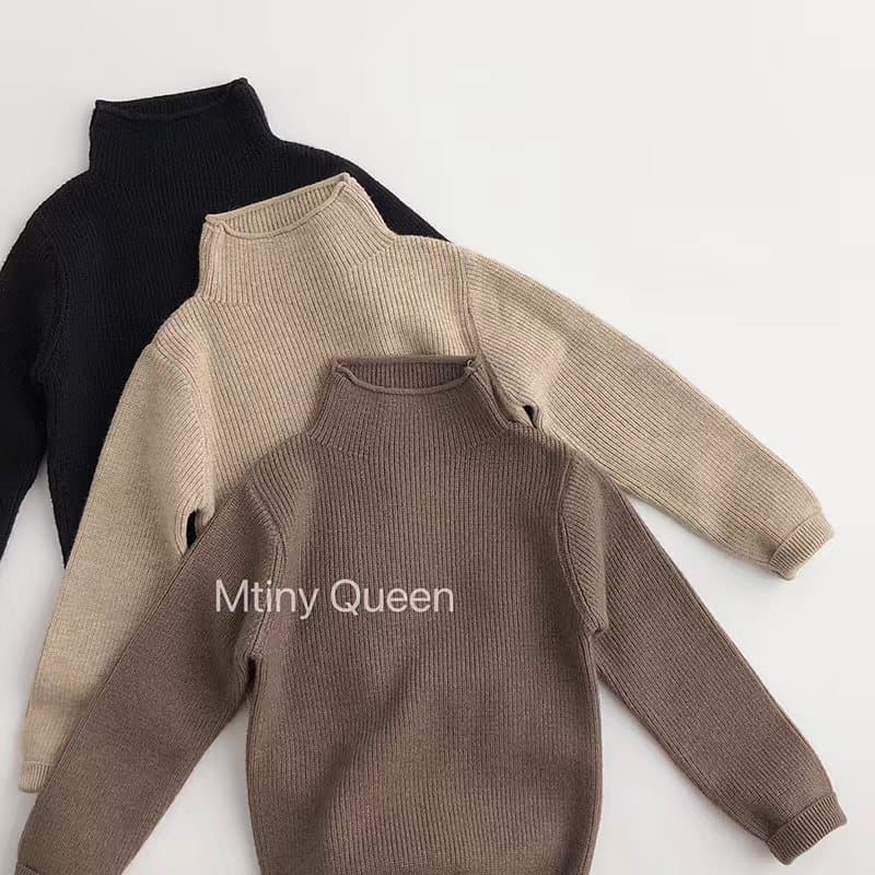 Korean-style Children's Wear Forest-themed Solid Color Base Layer, Loose Fit Children's Pullover Sweater, 2023 Early Spring New High-neck Knitwear