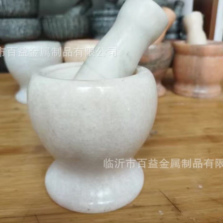 Natural Stone Garlic Press Mortar and Pestle, Herb Grinder, Medicine Crusher, Stone Storage Jar, Kitchen Grinding Tool