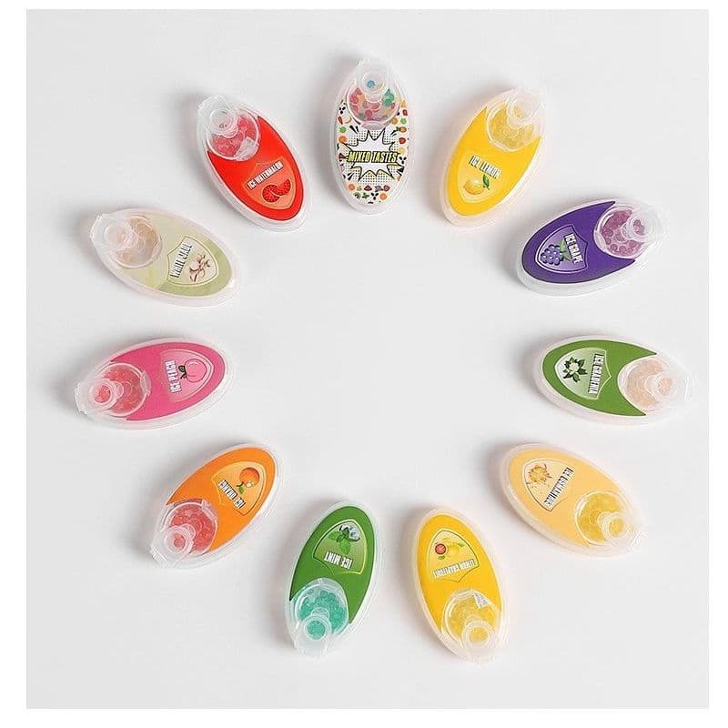 Mask popping beads, breath freshening beads, mint popping beads, lotus popping beads, multi-flavored refreshing mint