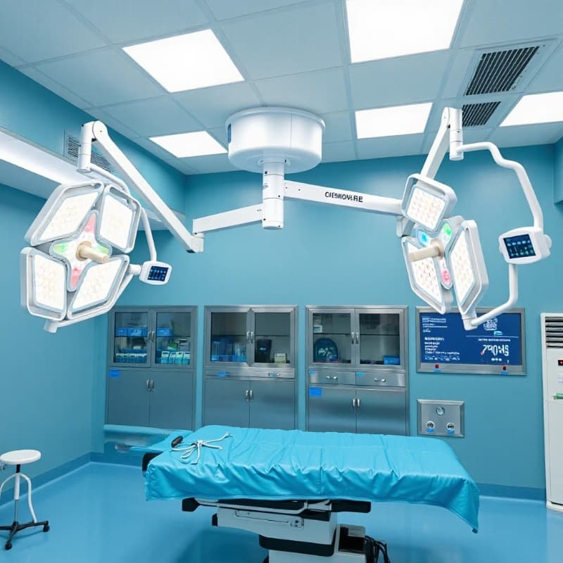 Petal-Type LED Shadowless Lamp, Ceiling-Mounted Mobile Shadowless Light with LED Illumination, Single or Double Heads, Cool and Warm Light Sources