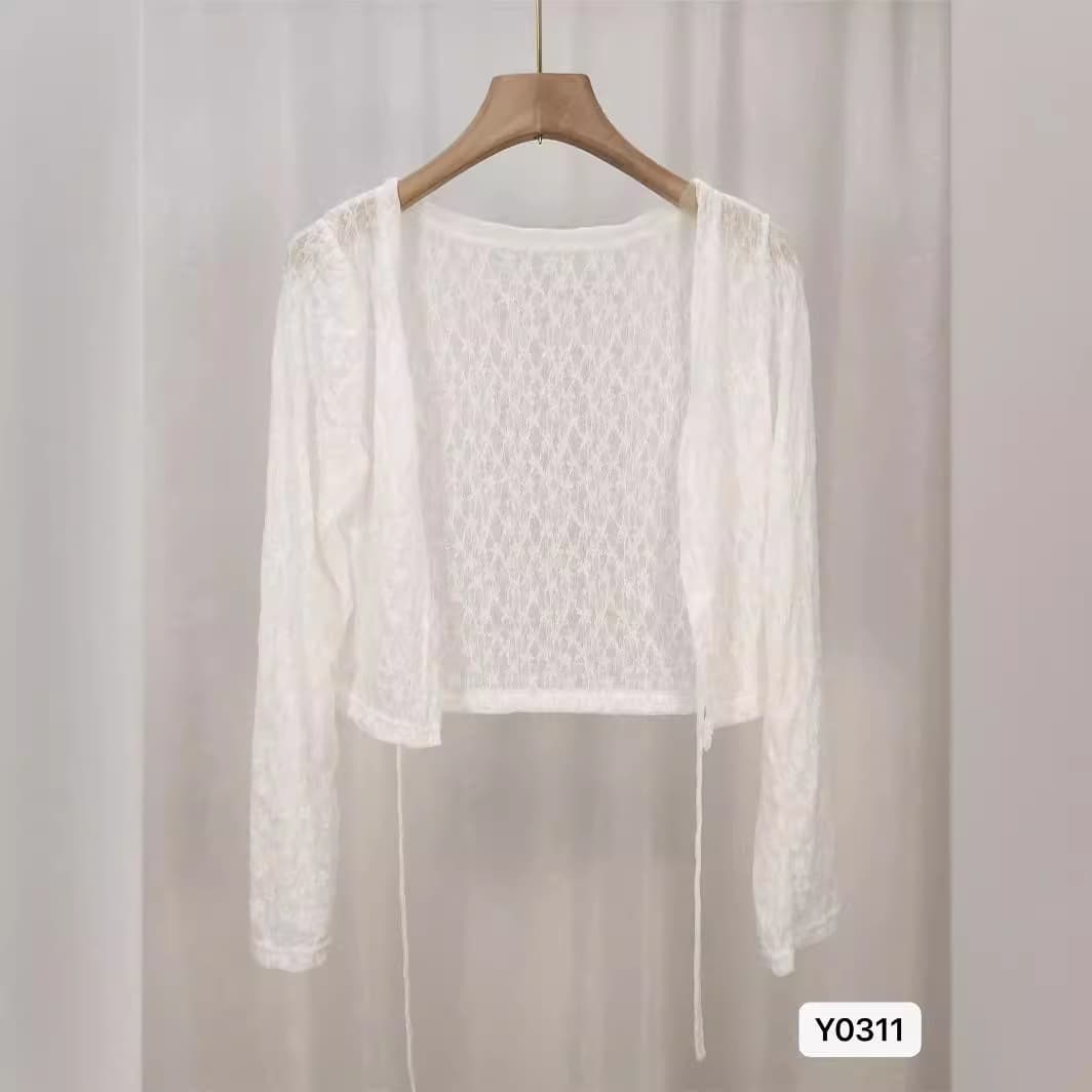 Summer thin short skirt 2025 summer ice silk sunscreen air-conditioned cardigan for women sweet style shawl with blouse