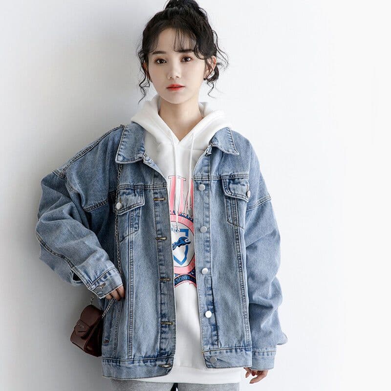 2024 Autumn New Loose Korean Style Simple Versatile Student Top Casual Denim Jacket Trendy Women's Denim Jacket
