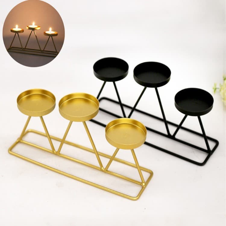 Youyou Creative Ornament, Nordic Candle Holder Three-Arm Candle Stand, Iron Art Decoration, Romantic Wedding Dining Table Model Room Display
