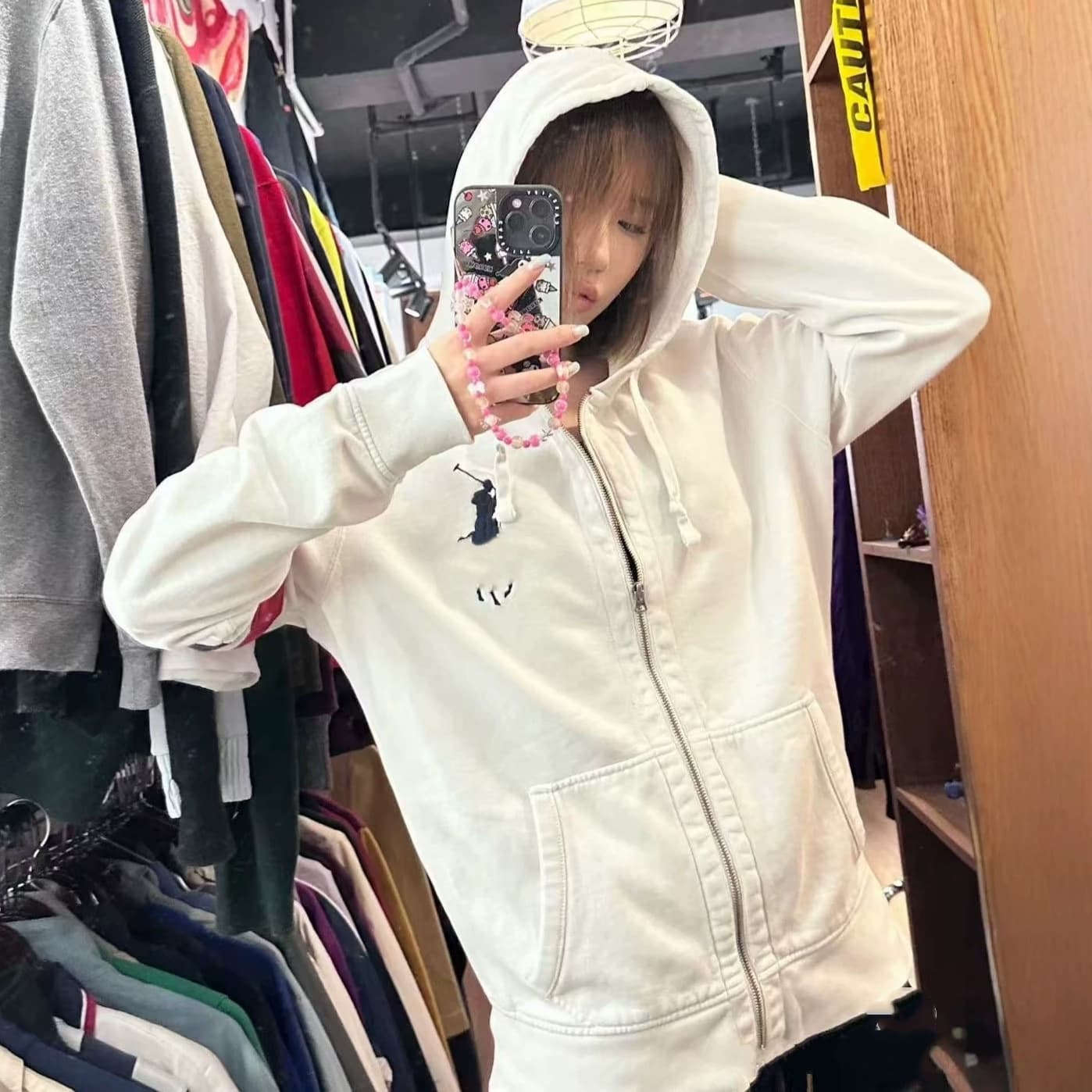 Spot RL high-quality Raff Damian sweatshirt zipper sports hooded casual jacket embroidered label same style for men and women