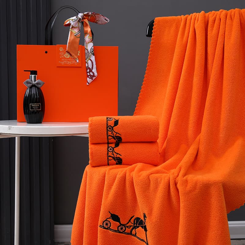 Towel and Bath Towel Three-Piece Set for Annual Events, Embroidered Corporate Employee Gifts, Wedding Favors with Custom Logo