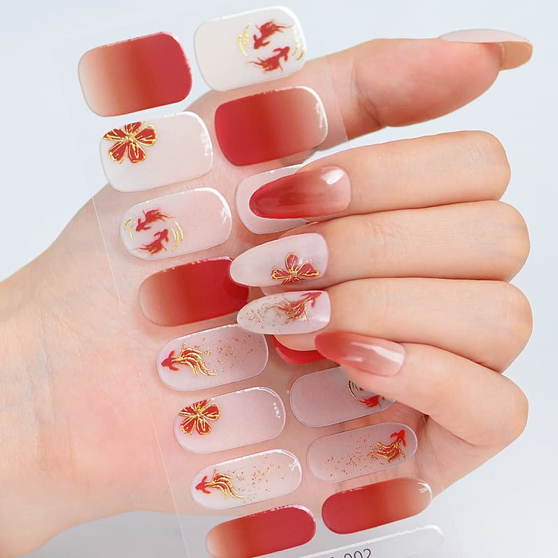 Little Pony New Year Edition Koi UV Semi-Cured Gel Nail Stickers Panda Mahjong Gel Nail Red Nail Art Stickers