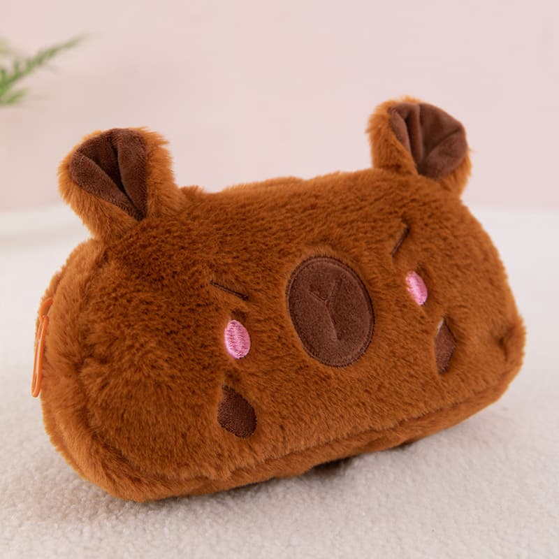 2024 new Capybara plush pencil case Instagram style large capacity student cartoon multifunctional stationery storage bag