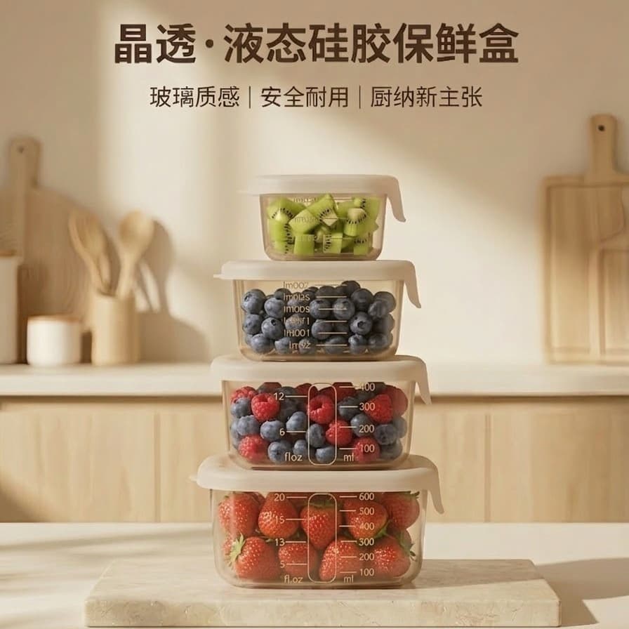 Liquid Silicone Preservation Box, Food-Grade Silicone Lunch Box, Microwaveable Lunch Box, Compartmentalized Lunch Box for Office Workers