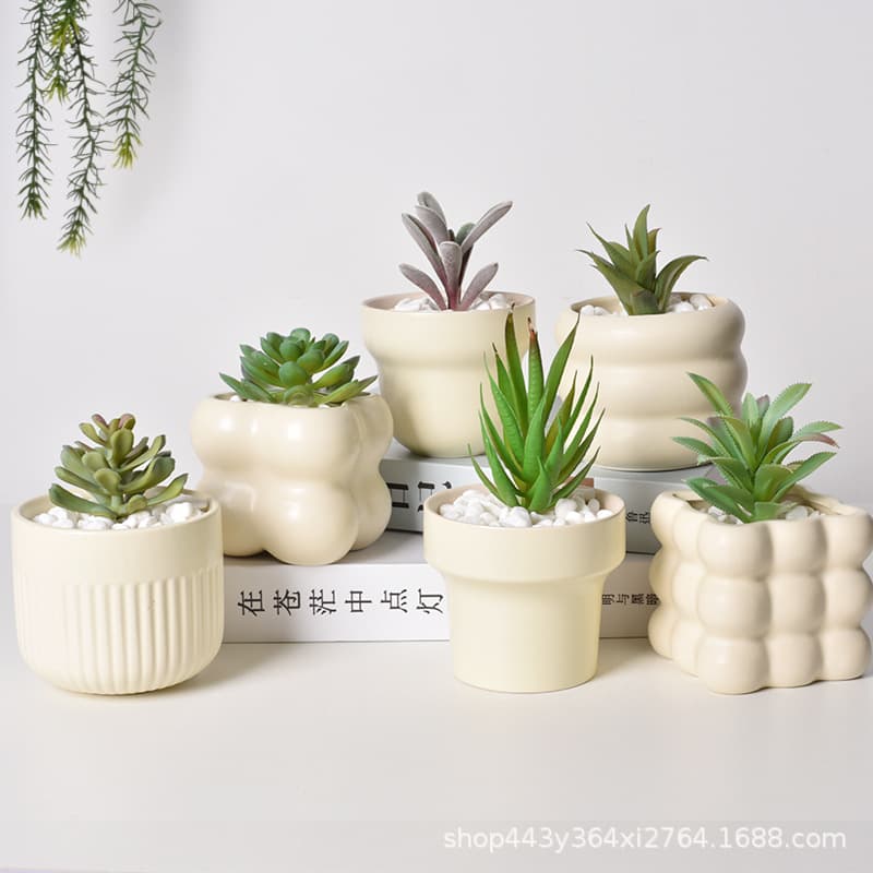 Ceramic Flower Pot for Orchids, Ins Cream Style Phalaenopsis Hanging Basket, Succulent Pot, Desktop Green Plant Pot