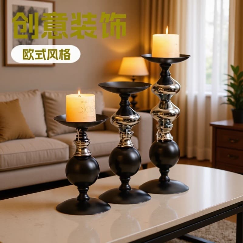 Creative Model House Decoration Candle Holder European-Style Round Ball Decoration Wedding Home Decor Romantic Candlelight Dinner Candlestick