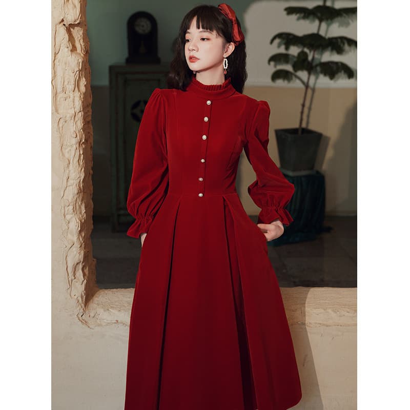 French-style Toast Dress 2026 New Spring Velvet Bride Return Banquet Evening Gown for Engagement and Everyday Wear
