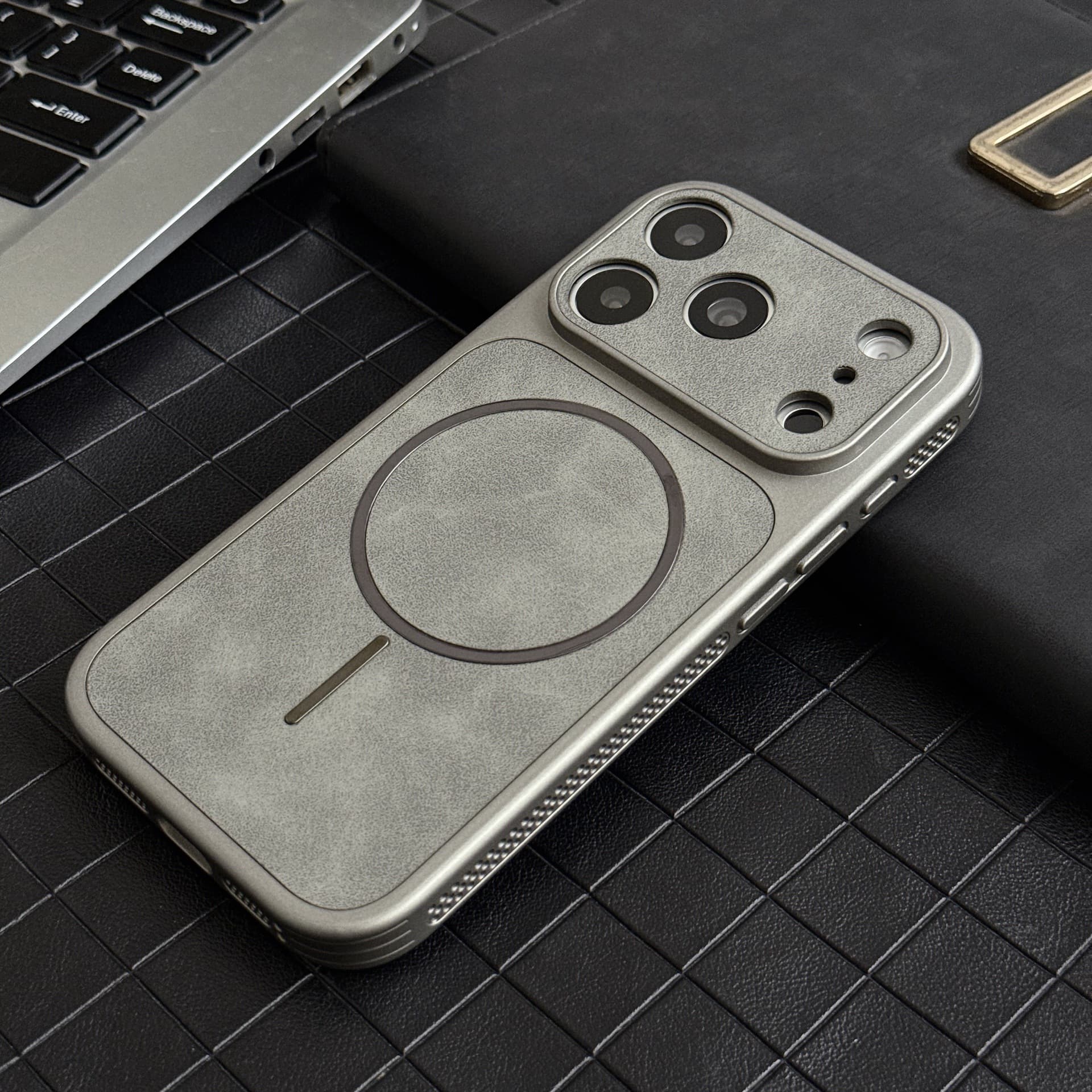 Suede Solid Color Phone Case for iPhone 17 Pro Max, Matte Faux Leather Full Coverage, Apple 16 15 Business New