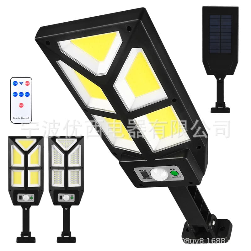 New Cross-Border Outdoor LED Solar Wall Light with Motion Sensor, Home Wall Lighting Remote Control Street Light