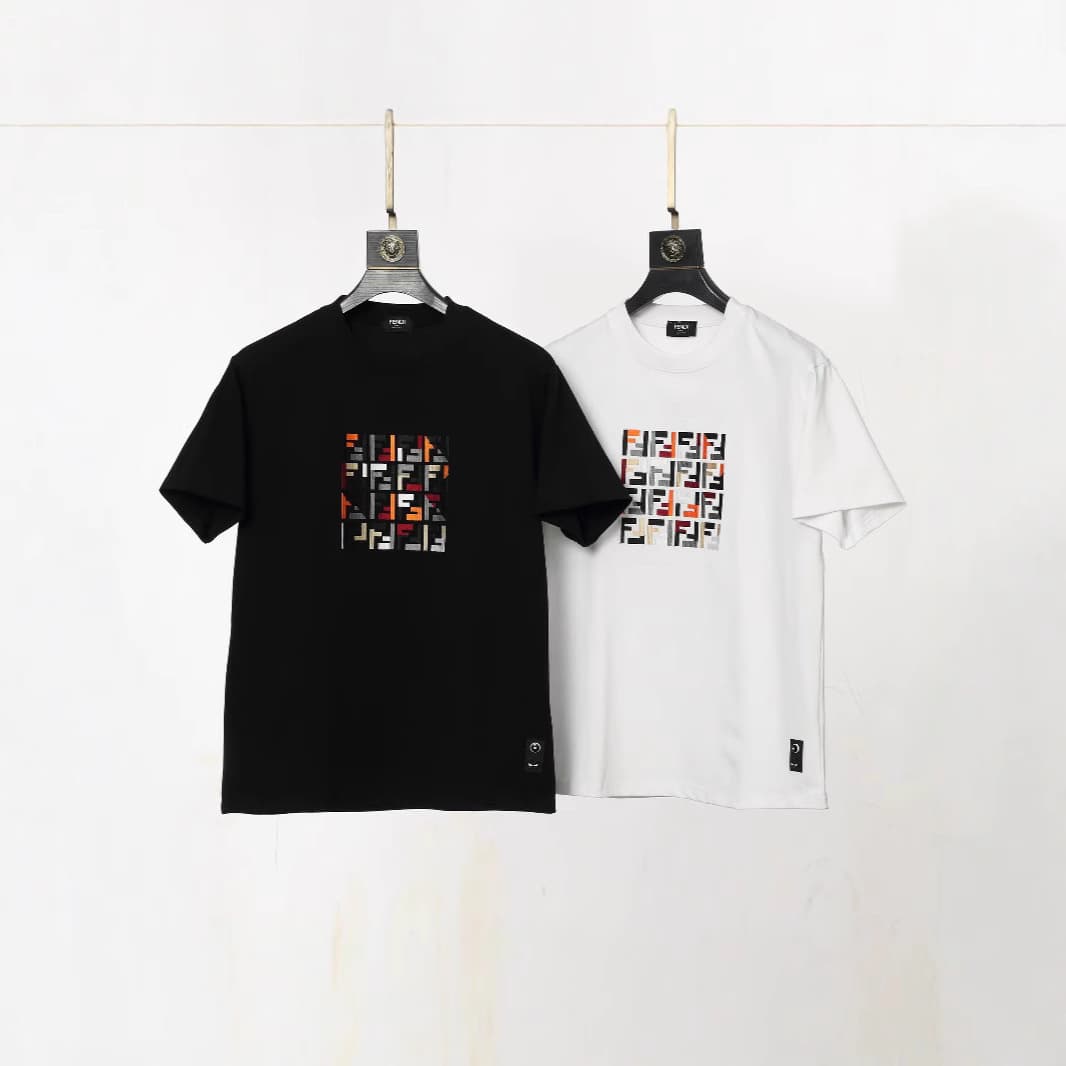 Correct Version F Brand Short Sleeve T-Shirt 2025 Summer Trendy Logo Print Luxury Men's Streetwear