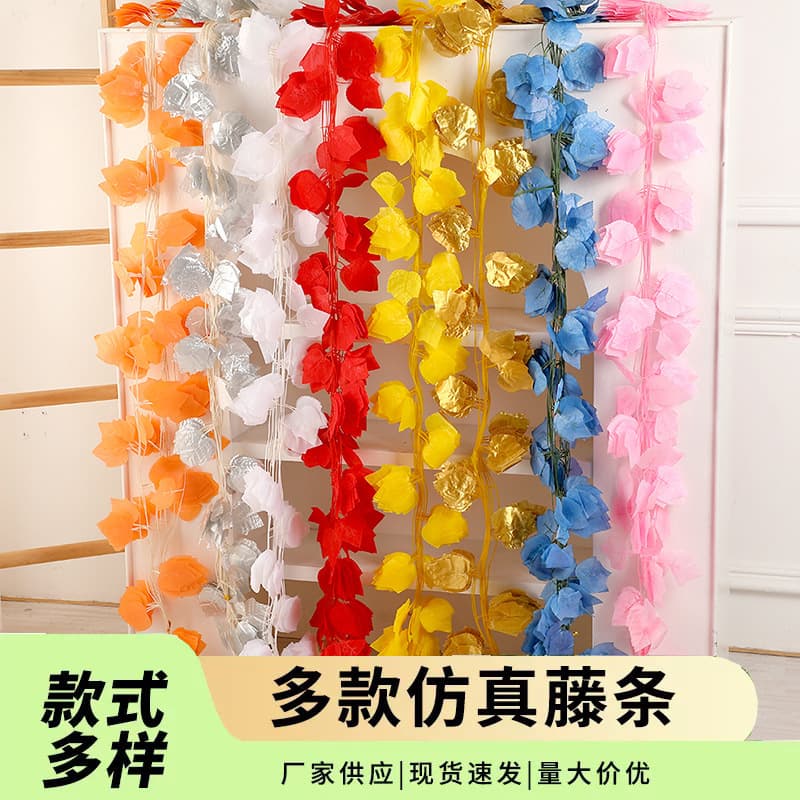 Autumn Simulation Colorful Grape Leaf Decor for Shopping Mall Outdoor Events, Creative Ambiance Decoration Scene