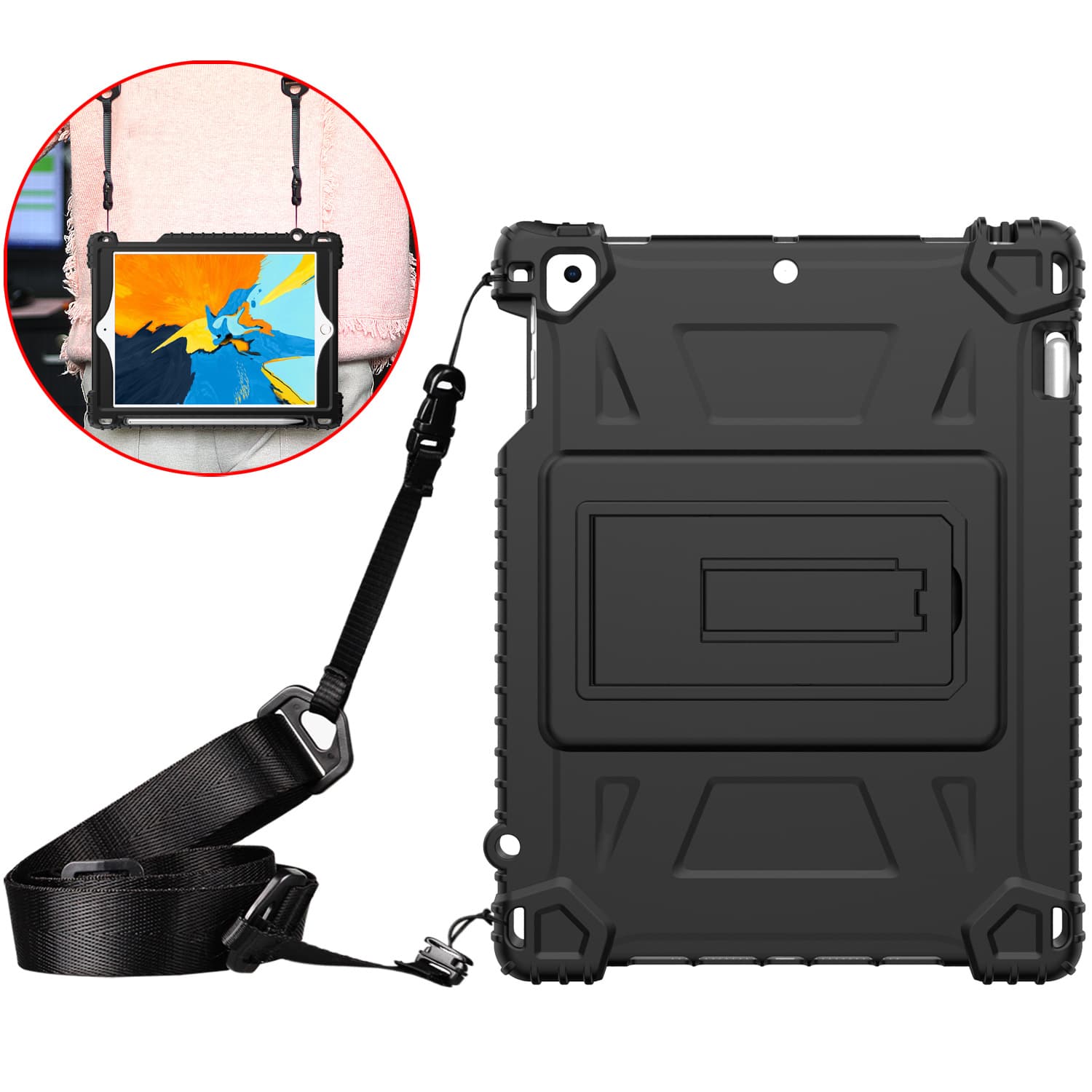 Universal iPad 9.7-inch Protective Case, Tablet Cover, iPad Air 2 Silicone Case with Strap