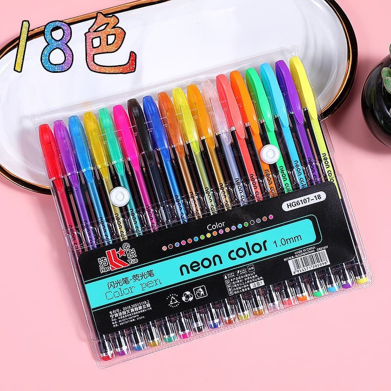 In Stock Wholesale Mini 12 Colors 48 Colors Glitter Pens Candy Colored Marker Pens Set Fluorescent Pens Custom Gel Pens
