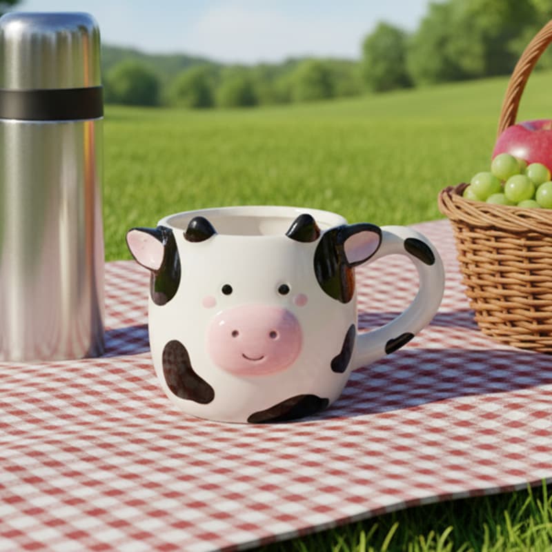 Cross-border Hot-selling Ceramic Mug Cow Four-legged Cup Cute Children's Gift Drinking Cup Fun Cartoon Cup