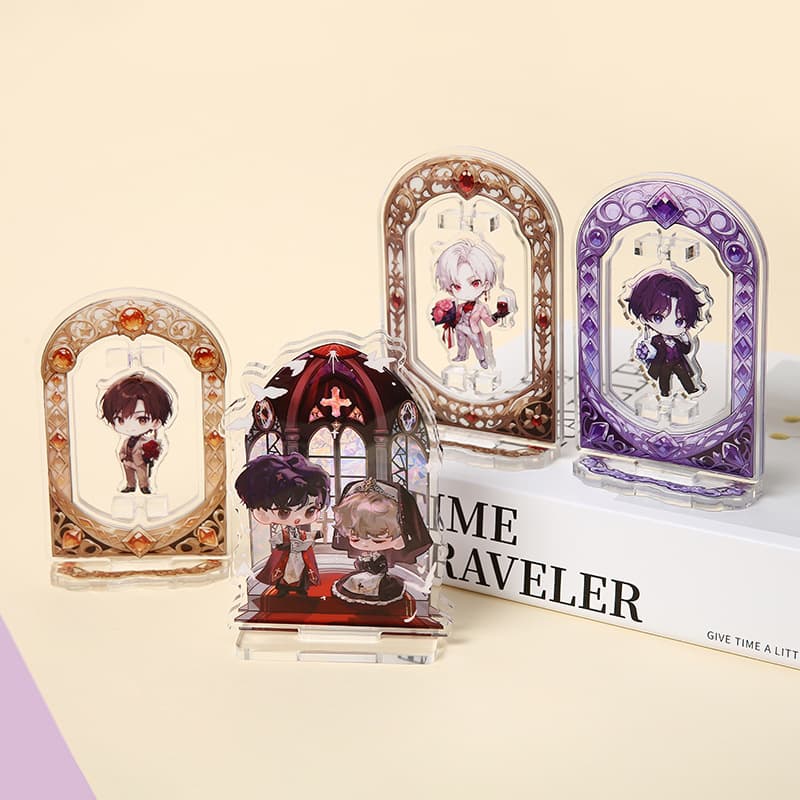 Custom Cartoon Acrylic Rotating Stand Anime Merchandise Desktop Acrylic Decoration Otaku Insert Card Stand