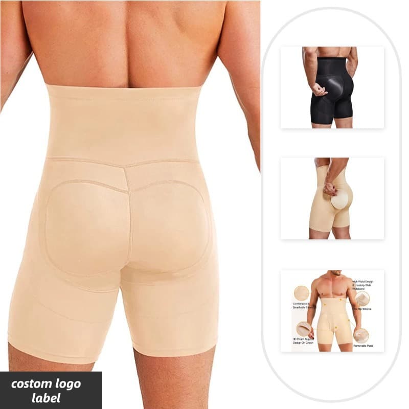 Men's European American Style High-waist Shaping Pants Fake Butt Lifting Tummy Control Boxer Briefs