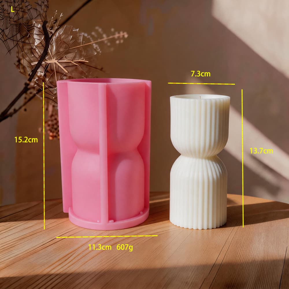 Quanmingxiang Multi-Style Nordic Columnar Scented Candle Silicone Mold, 3D Striped Pillar Scented Candle Decoration Mold Manufacturer