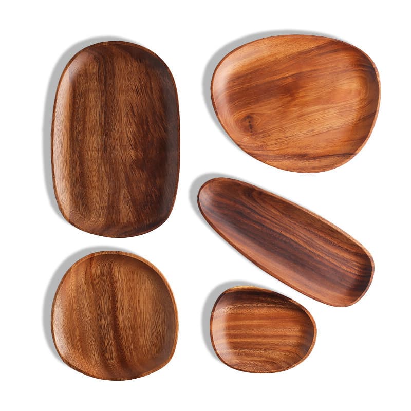 Custom Solid Wood Serving Tray, South American Walnut, Irregular Shape, Snack Fruit Plate, Acacia Wood Tray