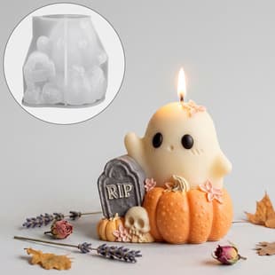 Baijiaxing DIY Ghost Grave Plaster Candle Silicone Mold, Halloween Pumpkin Ghost Ornament Silicone Mold