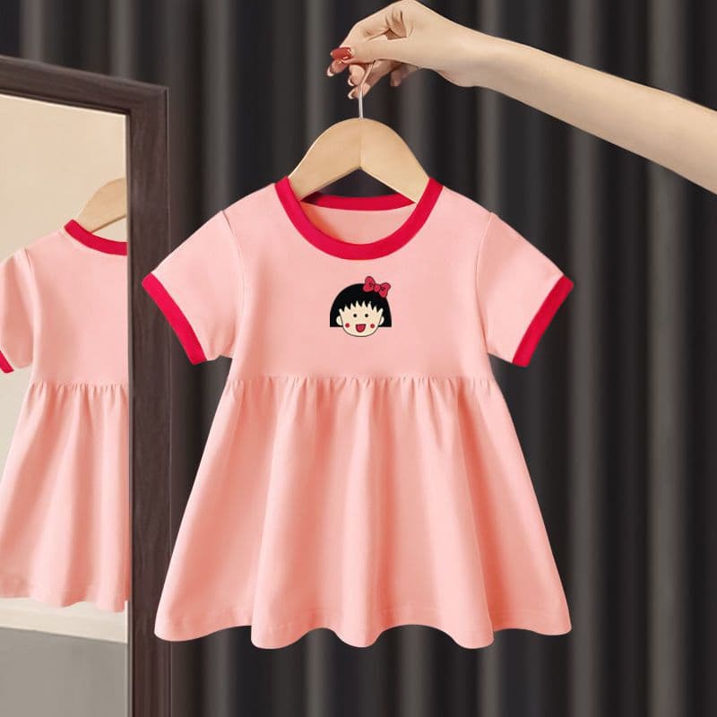 Children's Cotton Girl Dress Short Sleeve Summer New Fashion Sweet Sister Dress for 4-Year-Old