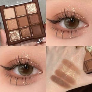 ErshiQi 9-Color Chocolate Eyeshadow Palette, Earth Tones, Matte and Shimmer, Fine Eyeshadow, Brightening Under-Eye, Student