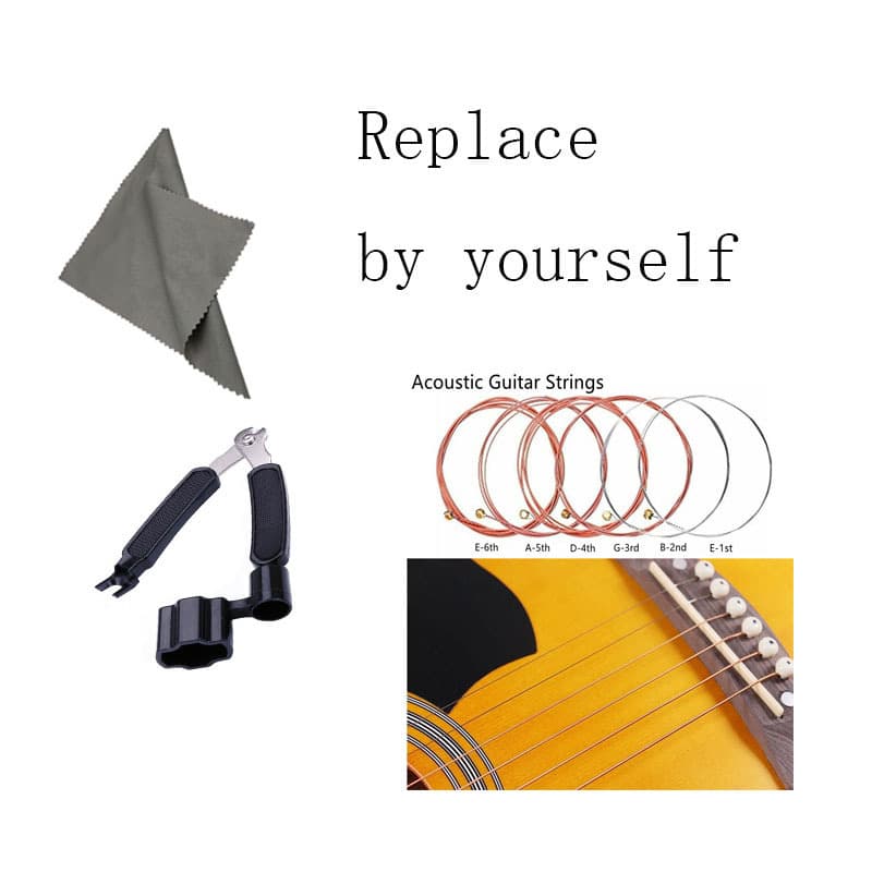 Guitar String Replacement Kit, Guitar Strings, Copper String 3-in-1 String Winder, Pin Puller, String Cutter, String Changing Tool