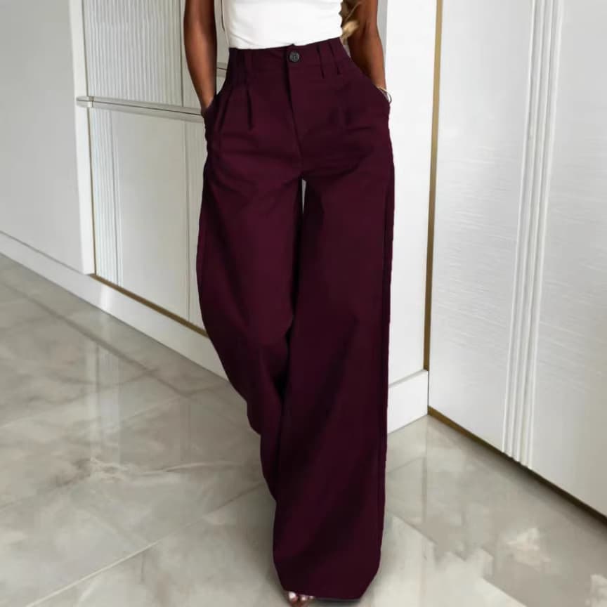 Cross-border Wine Red Textured Premium Commuter Suit Pants for Women Spring/Summer 2026 High-Waist Slim Wide-Leg Pants Flowy Trousers