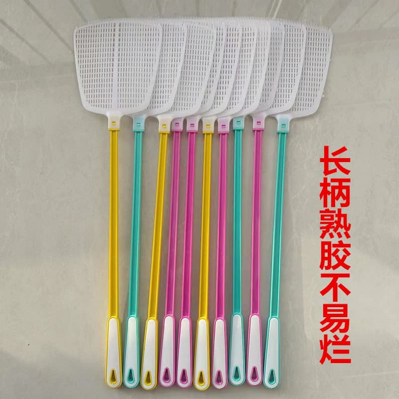 Tri-color plastic fly swatters wholesale, large head soft rubber summer edition with custom logo printing
