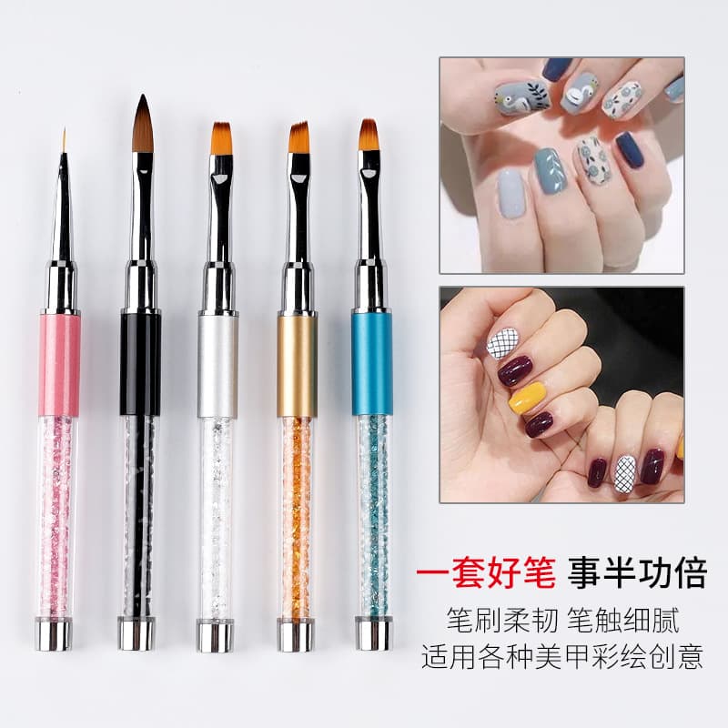 Cross-border Hot Selling Nail Art Brush Set 5 Pieces: Drawing and Lining Brushes, Crystal Carving Brush, Gel Nail Brush, Nail Tools