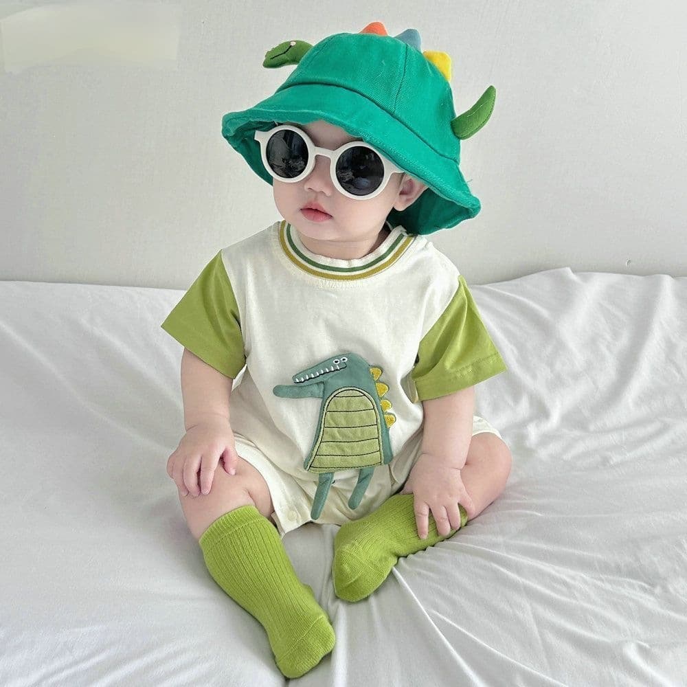 Baby Onesie Summer Girl Short Sleeve Dinosaur Shape Romper Crawling Suit Boy Baby Going Out Trendy Newborn Clothes