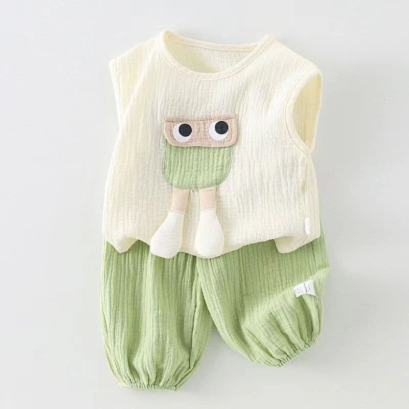 Children's clothing and baby clothing summer suit for boys and girls aged 1-3 years old cute cartoon cotton type A two-piece set
