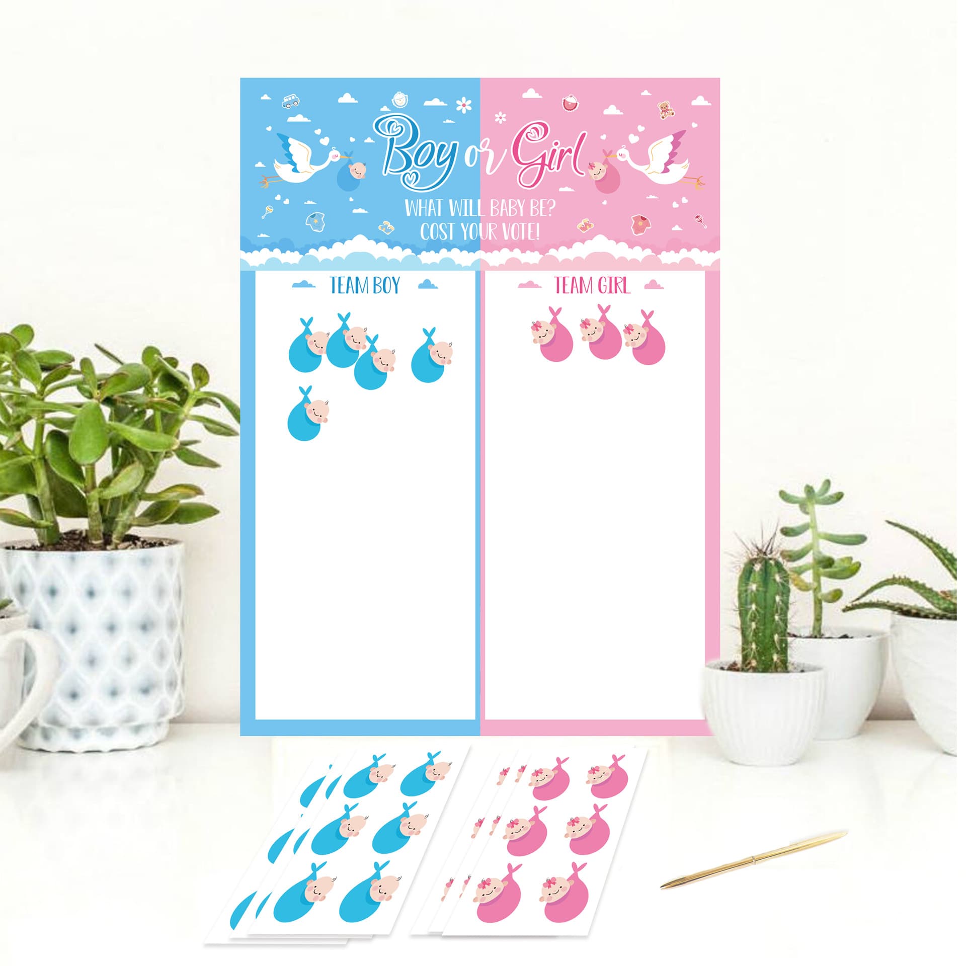 Gender Reveal Amazon Baby Shower Party Game Cards for Birthday Celebration