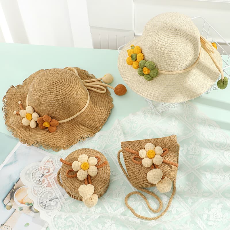 Beach Vacation Sun Hat Straw Bag Woven Bag Women Cute 2025 New Summer Children's Crossbody Straw Woven Bag